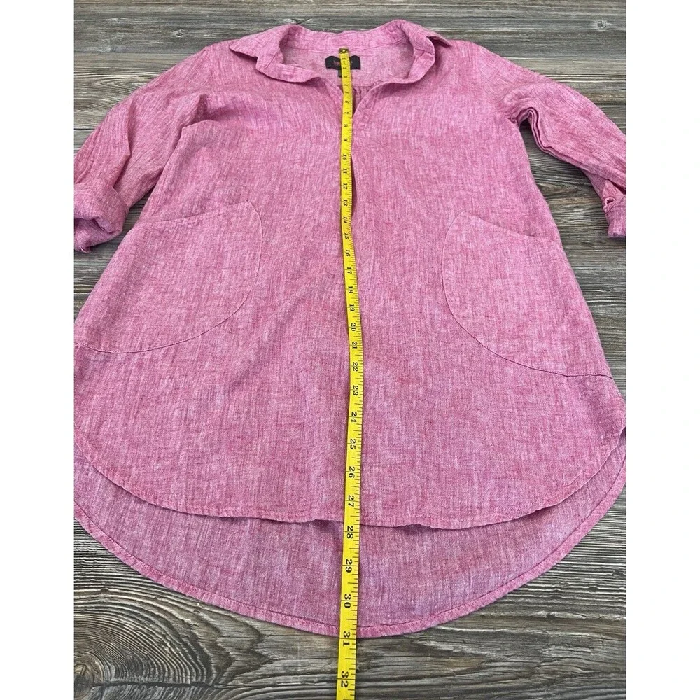 Forcynthia‎ Beachwear Linen Blend Cover Up Tunic Top Womens S Pink Beach Resort